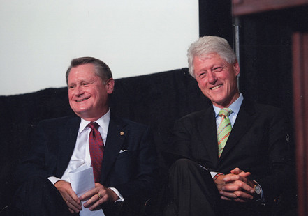 David Gearhart with Bill Clinton at the dedication of the Atkinson Courtyard at the University of Arkansas School of Law, Fayetteville, Arkansas; August 2010 © Pryor Center for Arkansas Oral and Visual History, University of Arkansas